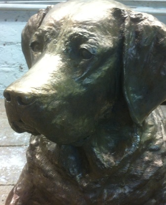 Cast bronze sculpture of Labrador statue by Sculptress JOEL