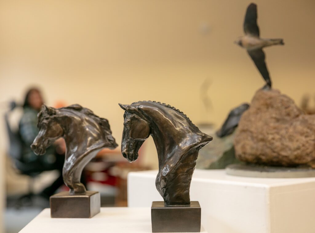 View of Bronze sculpture by Joel in her Gallery